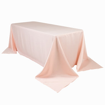 Lamour Satin 90"x132" Rectangle Tablecloth Blush - Soft & Silk-Like Seamless Table Cover