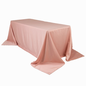 Lamour Satin 90"x132" Rectangle Tablecloth Dusty Rose - Soft & Silk-Like Seamless Table Cover