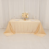 90x132inch beige Seamless Lamour Satin Rectangle Tablecloth for 6 Foot Table