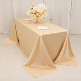 90x132inch beige Seamless Lamour Satin Rectangle Tablecloth for 6 Foot Table