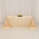 90x132inch beige Seamless Lamour Satin Rectangle Tablecloth for 6 Foot Table