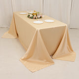 90x132inch beige Seamless Lamour Satin Rectangle Tablecloth for 6 Foot Table