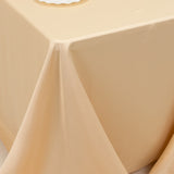 90x132inch beige Seamless Lamour Satin Rectangle Tablecloth for 6 Foot Table