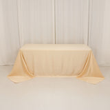 90x132inch beige Seamless Lamour Satin Rectangle Tablecloth for 6 Foot Table