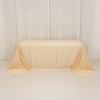 <h3 style="margin-left:0px;"><strong>Luxurious Beige Lamour Satin Rectangle Tablecloth</strong>