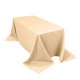 90x132inch beige Seamless Lamour Satin Rectangle Tablecloth for 6 Foot Table