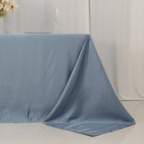 90x132inch Dusty Blue Seamless Lamour Satin Rectangle Tablecloth for 6 Foot Table