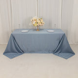 90x132inch Dusty Blue Seamless Lamour Satin Rectangle Tablecloth for 6 Foot Table