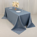 90x132inch Dusty Blue Seamless Lamour Satin Rectangle Tablecloth for 6 Foot Table