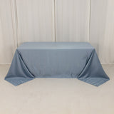 90x132inch Dusty Blue Seamless Lamour Satin Rectangle Tablecloth for 6 Foot Table