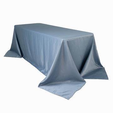 Lamour Satin 90"x132" Rectangle Tablecloth Dusty Blue - Soft & Silk-Like Seamless Table Cover