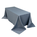 90x132inch Dusty Blue Seamless Lamour Satin Rectangle Tablecloth for 6 Foot Table