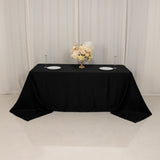 90x132inch Black Seamless Lamour Satin Rectangle Tablecloth for 6 Foot Table