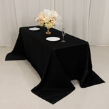 90x132inch Black Seamless Lamour Satin Rectangle Tablecloth for 6 Foot Table