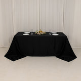 90x132inch Black Seamless Lamour Satin Rectangle Tablecloth for 6 Foot Table