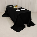 90x132inch Black Seamless Lamour Satin Rectangle Tablecloth for 6 Foot Table