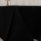 90x132inch Black Seamless Lamour Satin Rectangle Tablecloth for 6 Foot Table