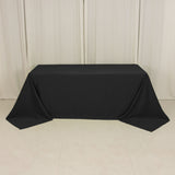 90x132inch Black Seamless Lamour Satin Rectangle Tablecloth for 6 Foot Table