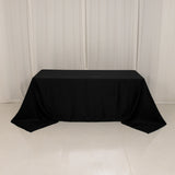 90x132inch Black Seamless Lamour Satin Rectangle Tablecloth for 6 Foot Table