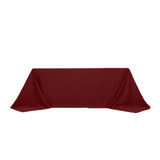 90x132inch Burgundy Seamless Lamour Satin Rectangle Tablecloth for 6 Foot Table