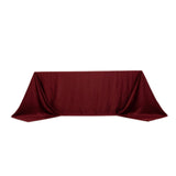 90x132inch Burgundy Seamless Lamour Satin Rectangle Tablecloth for 6 Foot Table