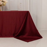 90x132inch Burgundy Seamless Lamour Satin Rectangle Tablecloth for 6 Foot Table