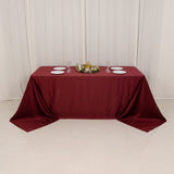 90x132inch Burgundy Seamless Lamour Satin Rectangle Tablecloth for 6 Foot Table