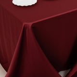 90x132inch Burgundy Seamless Lamour Satin Rectangle Tablecloth for 6 Foot Table