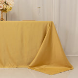 90x132inch Champagne Seamless Lamour Satin Rectangle Tablecloth for 6 Foot Table