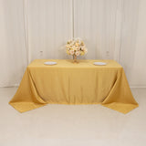 90x132inch Champagne Seamless Lamour Satin Rectangle Tablecloth for 6 Foot Table