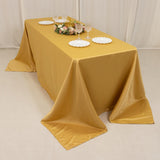 90x132inch Champagne Seamless Lamour Satin Rectangle Tablecloth for 6 Foot Table