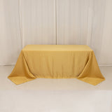 90x132inch Champagne Seamless Lamour Satin Rectangle Tablecloth for 6 Foot Table