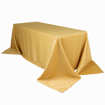 Lamour Satin 90"x132" Rectangle Tablecloth Champagne - Soft & Silk-Like Seamless Table Cover