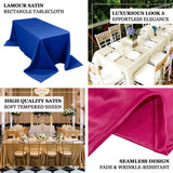 90"x132" Gold Seamless Lamour Satin Rectangle Tablecloth for 6 Foot Table With Floor-Length Drop