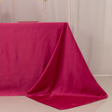 90x132inch Fuchsia Seamless Lamour Satin Rectangle Tablecloth for 6 Foot Table