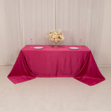 90x132inch Fuchsia Seamless Lamour Satin Rectangle Tablecloth for 6 Foot Table