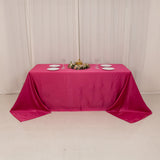 90x132inch Fuchsia Seamless Lamour Satin Rectangle Tablecloth for 6 Foot Table