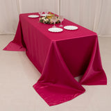 90x132inch Fuchsia Seamless Lamour Satin Rectangle Tablecloth for 6 Foot Table