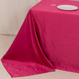 90x132inch Fuchsia Seamless Lamour Satin Rectangle Tablecloth for 6 Foot Table