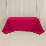 90x132inch Fuchsia Seamless Lamour Satin Rectangle Tablecloth for 6 Foot Table