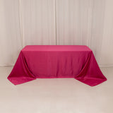 90x132inch Fuchsia Seamless Lamour Satin Rectangle Tablecloth for 6 Foot Table