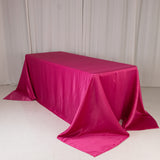 90x132inch Fuchsia Seamless Lamour Satin Rectangle Tablecloth for 6 Foot Table