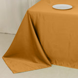 90x132inch gold Seamless Lamour Satin Rectangle Tablecloth for 6 Foot Table