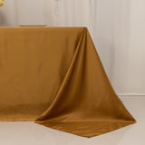 90x132inch gold Seamless Lamour Satin Rectangle Tablecloth for 6 Foot Table