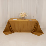 90x132inch gold Seamless Lamour Satin Rectangle Tablecloth for 6 Foot Table