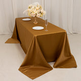 90x132inch gold Seamless Lamour Satin Rectangle Tablecloth for 6 Foot Table