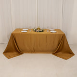 90x132inch gold Seamless Lamour Satin Rectangle Tablecloth for 6 Foot Table