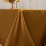 90x132inch gold Seamless Lamour Satin Rectangle Tablecloth for 6 Foot Table