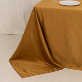 90x132inch gold Seamless Lamour Satin Rectangle Tablecloth for 6 Foot Table