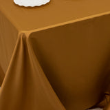 90x132inch gold Seamless Lamour Satin Rectangle Tablecloth for 6 Foot Table